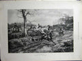 Original Old Antique Print 1900 Fine Art Horses Hunting Sport Country Haymarket