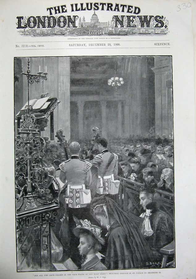 Old Antique Print 1900 Memorial Service St Paul'S Cathedral Church Army 20th