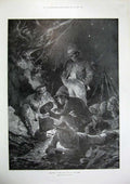 Original Old Antique Print 1900 Fine Art Christmas Army Camp Men War Woodville