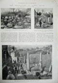Original Old Antique Print 1900 Bosco Reale Roman Villa Prisco Fasanella Vases
