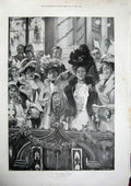 Original Old Antique Print 1900 Christmas Hymn Women Men Children Music Songs