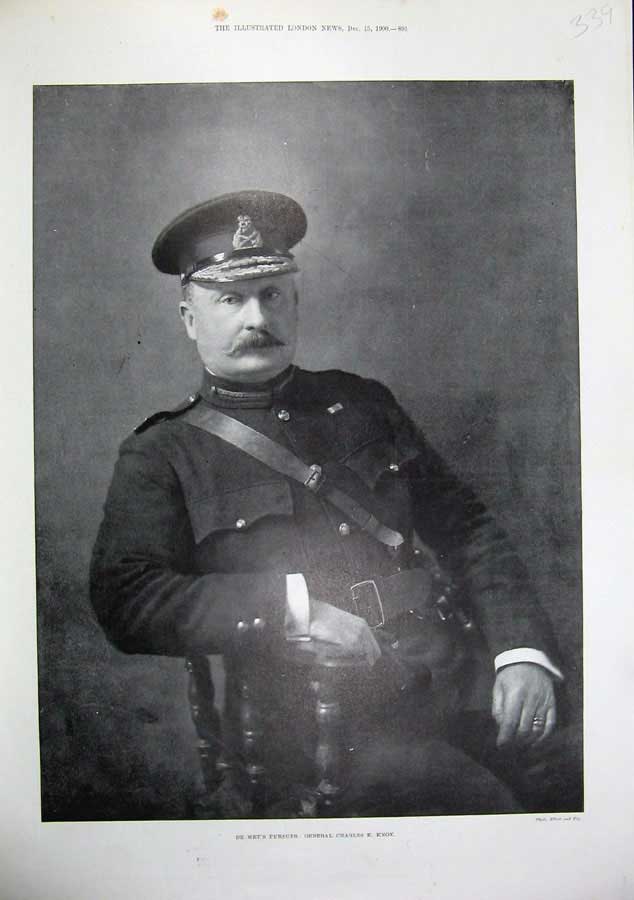 Original Old Antique Print 1900 Photograph General Charles Knox Man Victorian