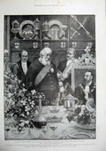 Old Antique Print 1900 Lord Mayor Banquet Guildhall Lord Salisbury Toast 20th