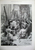 Old Antique Print 1900 Pilgrimage Holy Year Pilgrim Shrine Rosary Pompeii 20th