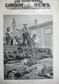 Original Old Antique Print 1900 War Russins Newchwang Boxer Attack Marines Men