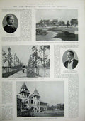 Old Antique Print 1900 America Exhibition Buffalo Buchanan Building Men 20th