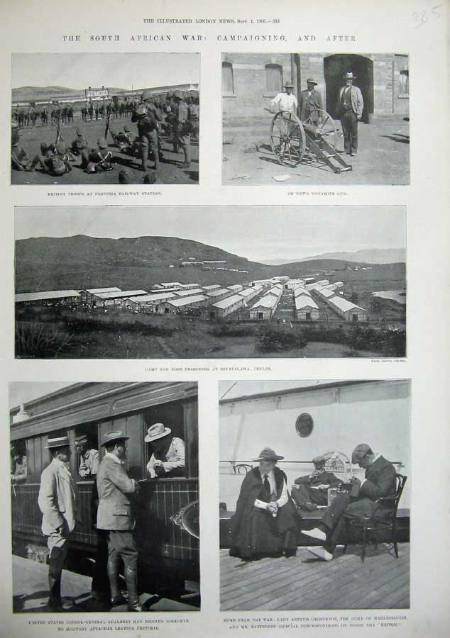 Original Old Antique Print 1900 South African War Ceylon Gun Railway Grosvenor