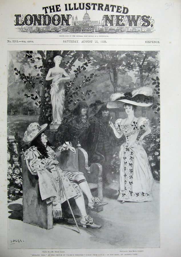 Old Antique Print 1900 English Nell Prince Wales Theatre Mall St James'S 20th