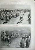 Original Old Antique Print 1900 Shah England Army Siers Horses War Victorian