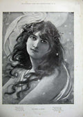 Original Old Antique Print 1900 Portrait Beautiful Woman Spirit Winter 20th