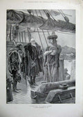 Original Old Antique Print 1900 D'Arfet'S Vengeance Men Ship 20th