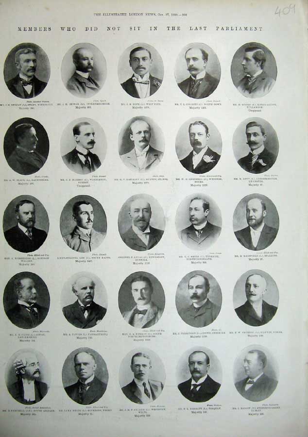 Old Antique Print 1900 Portrait Men Members Parliament Fuller Govan Smith 20th