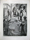 Old Antique Print 1900 Naval Manoeuvres War Battle Ship Sanding Fine Art 20th