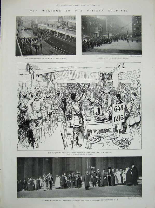 Old Antique Print 1900Siers St Paul'S Cathedral Lord Mayor War Banquet 20th