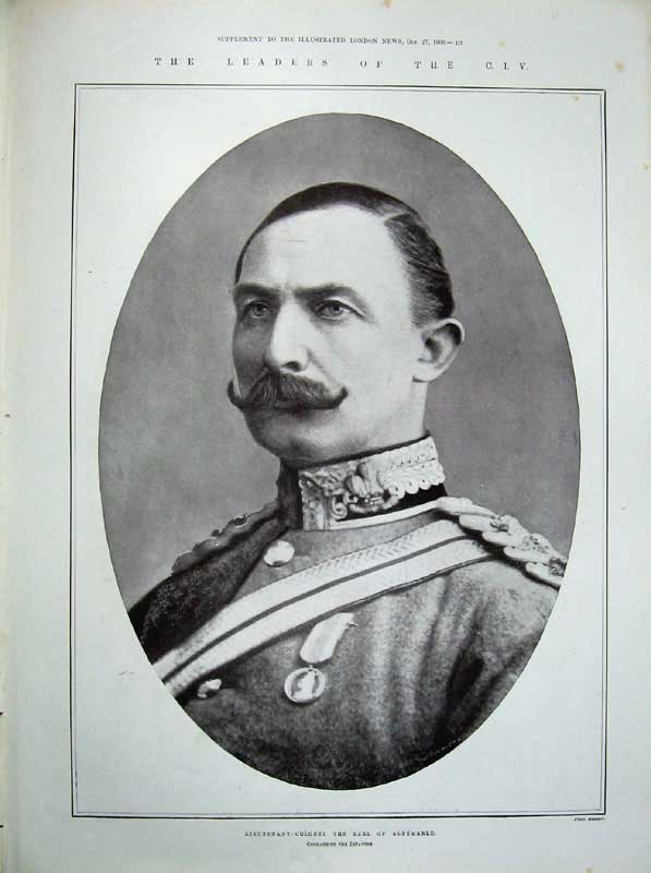 Original Old Antique Print 1900 War Siers South Africa Earl Albemarle Colonel