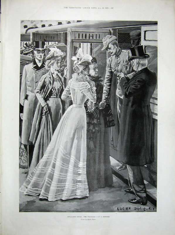 Original Old Antique Print 1900 Colonial Troops Canterbury Cathedral War Train
