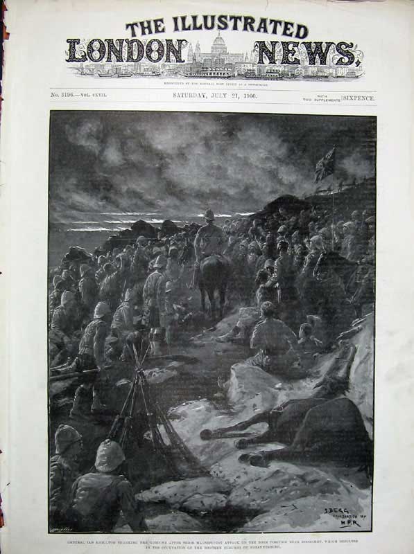 Old Antique Print 1900 Boers War General Hamilton Gordons Doornkop Army 20th