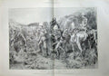 Original Old Antique Print 1900 Dragoons Laager War Camp Horses Siers Sketch