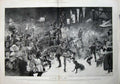 Old Antique Print 1900 Christmas Characters Street Snow Horse Dogs Art 20th