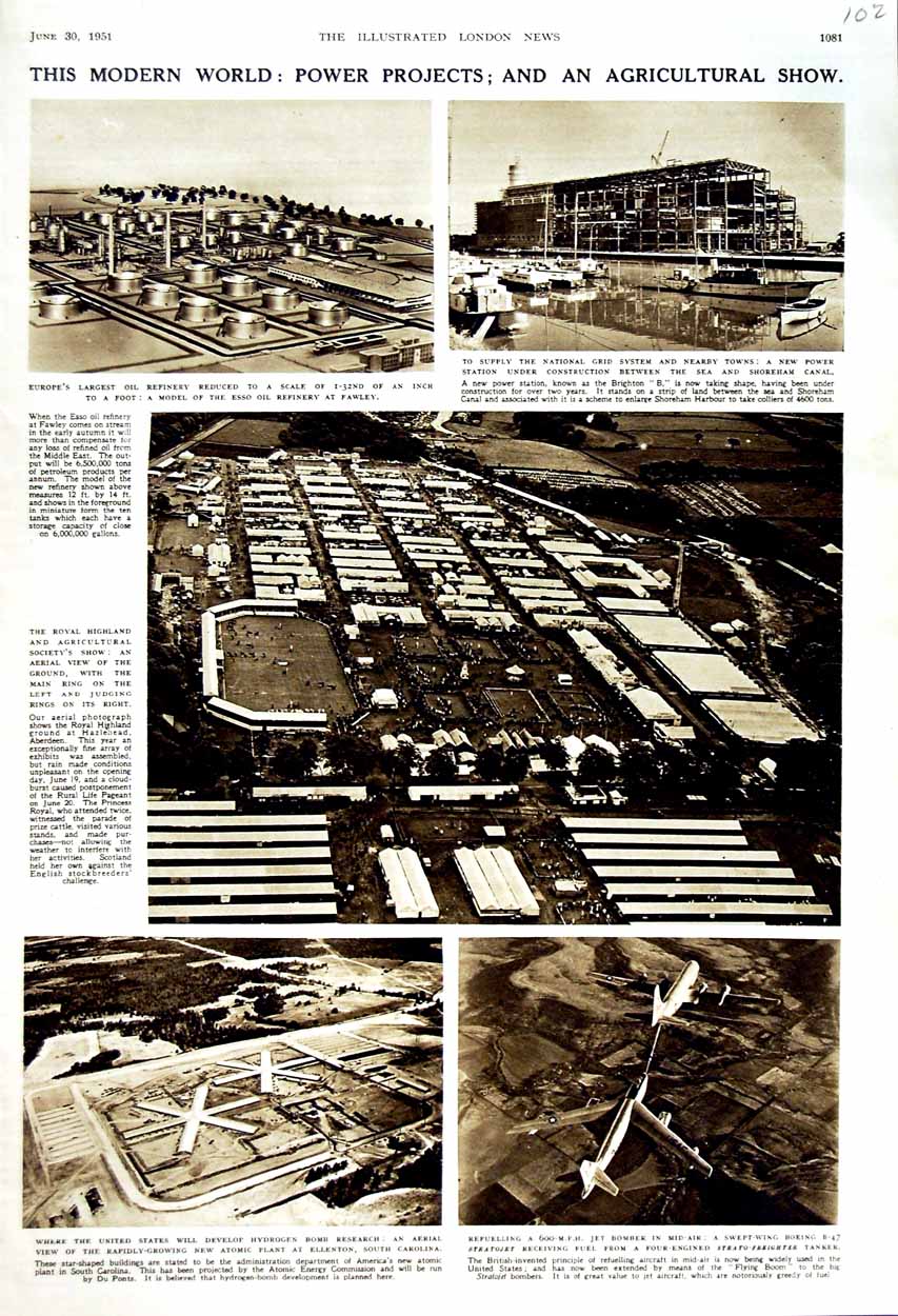 Original Old Vintage Print 1951 Royal Highland Agricultural Show Oil Refinery