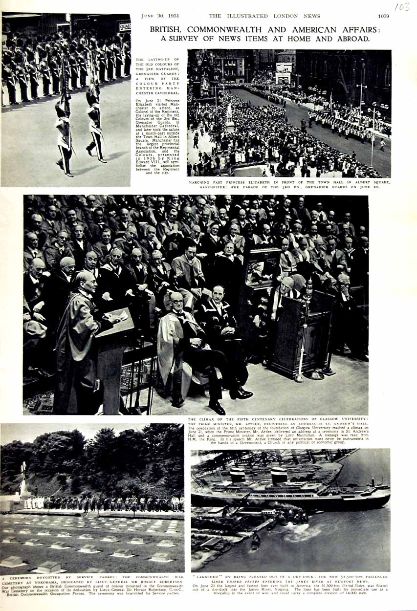 Original Old Vintage Print 1951 Commonwealth War Cemetery Yokohama Glasgow 20th