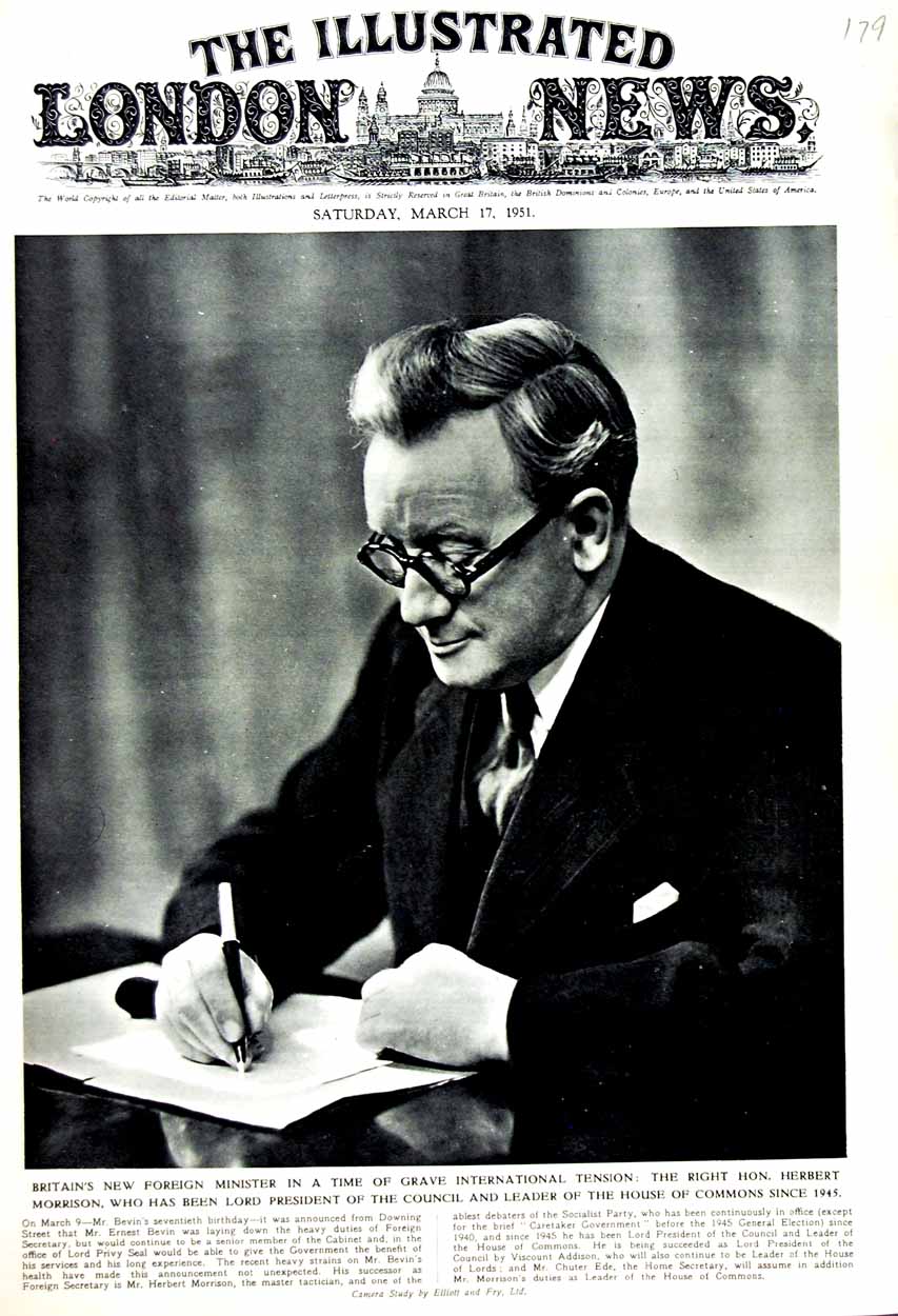 Old Vintage Print 1951 British Foreign Minister Herbert Morrison Commons 20th