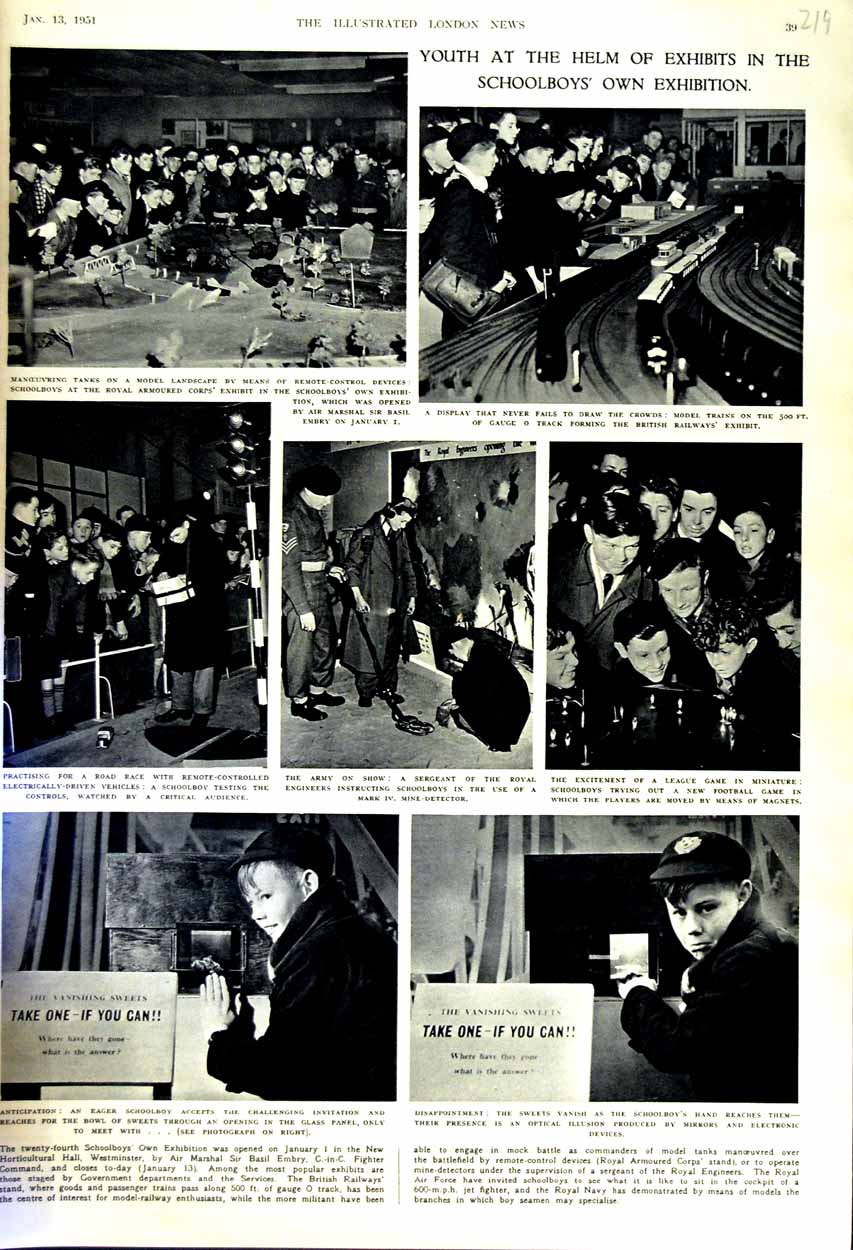 Old Vintage Print 1951 Schoolboys Exhibition British Railway Basil Embry 20th