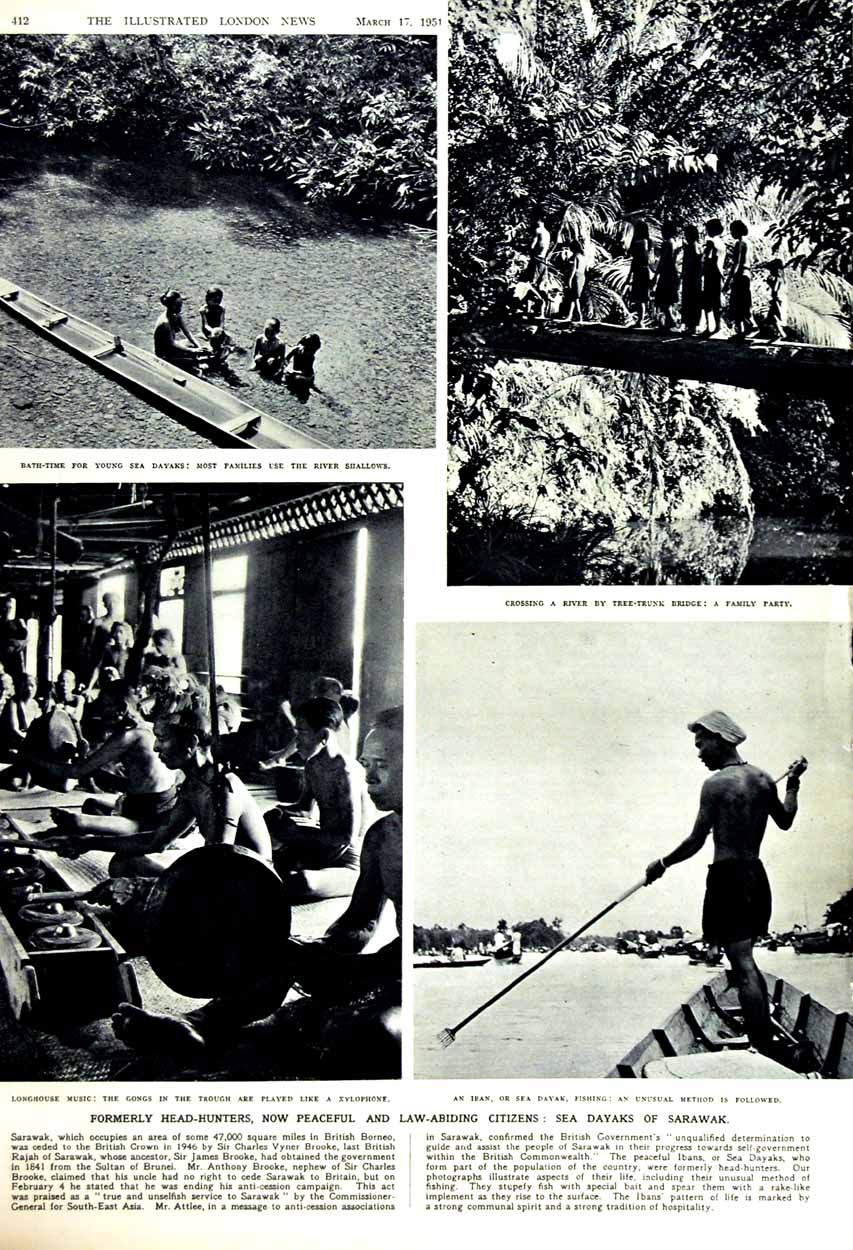 Antique Old Print 1951 Delhi Asian Sport American Food Yugoslavia Sarawak 20th