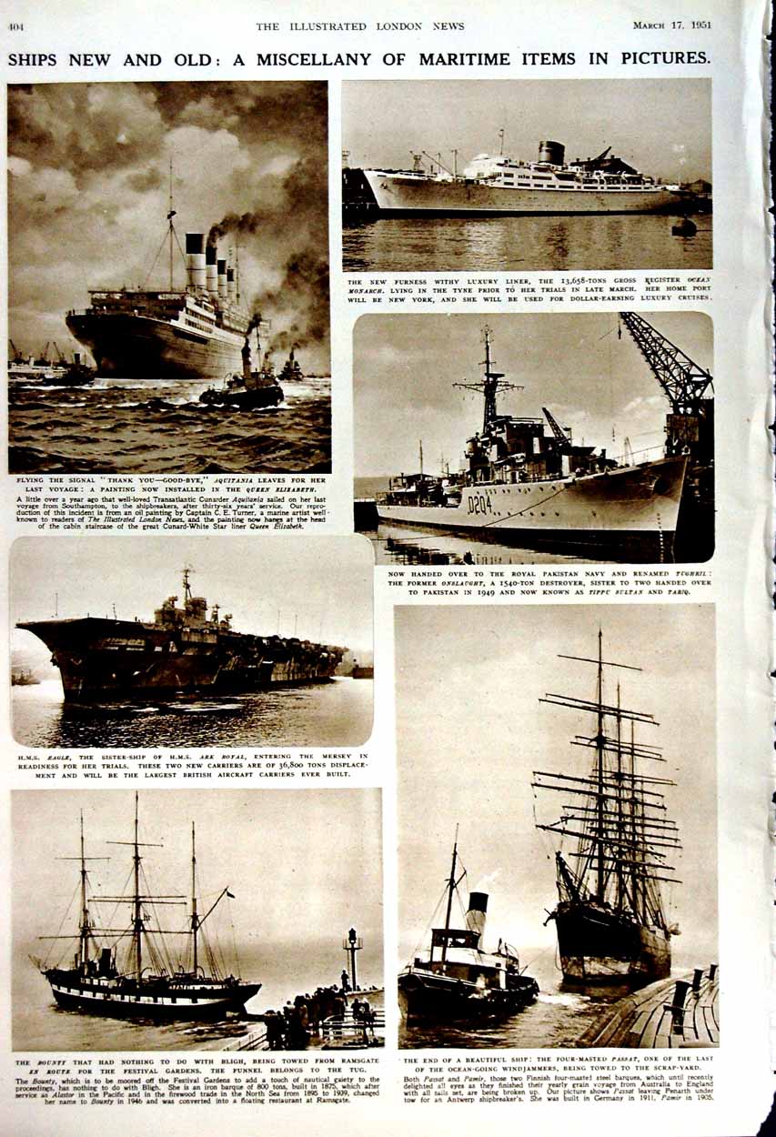 Antique Old Print 1951 Lotus Seeds Count Sforza Railway Ship Eagle Bounty 20th