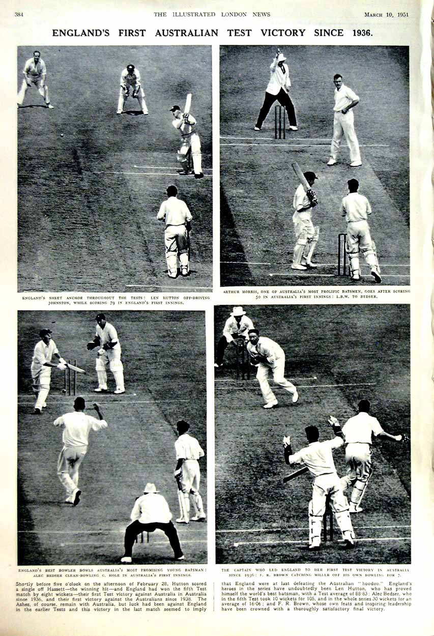 Original Old Vintage Print 1951 Peoples Home Town Court Bickley Cricket Sport