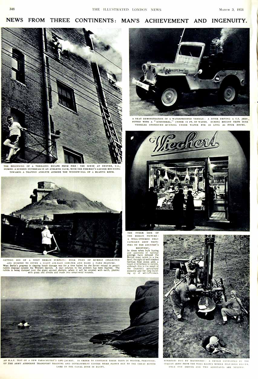 Old Vintage Print 1951 Essex Shoeburyness Wakering Duckpond Jeep R.A.F 20th