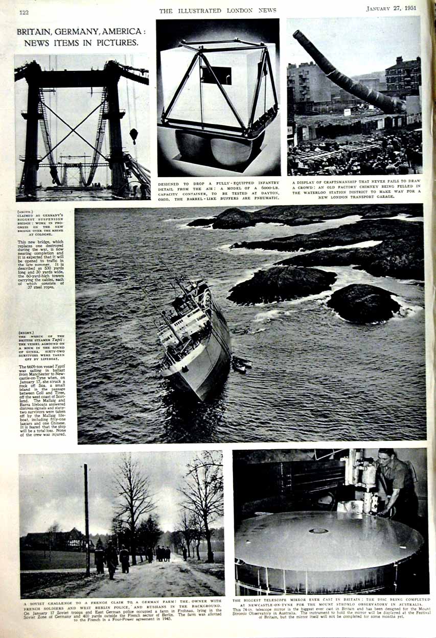 Original Old Vintage Print 1951 Eisenhower America Schuman Salazar Ship Tapil