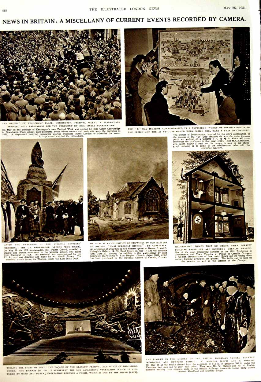 Old Vintage Print 1951 Princess Elizabeth Sussex Cancer Hospital Railway 20th