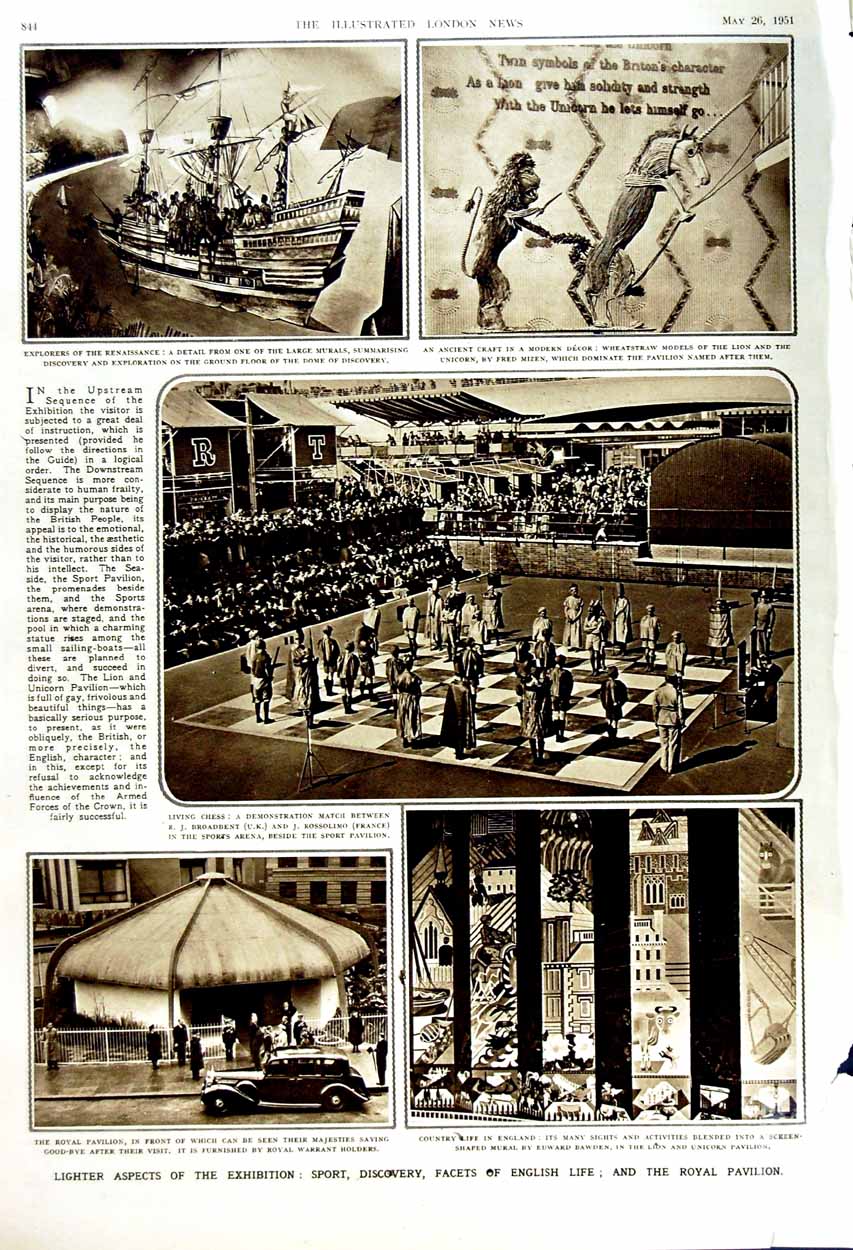 Old Vintage Print 1951 Axminster Carpet Loom Exhibition Sport Pavilion 20th