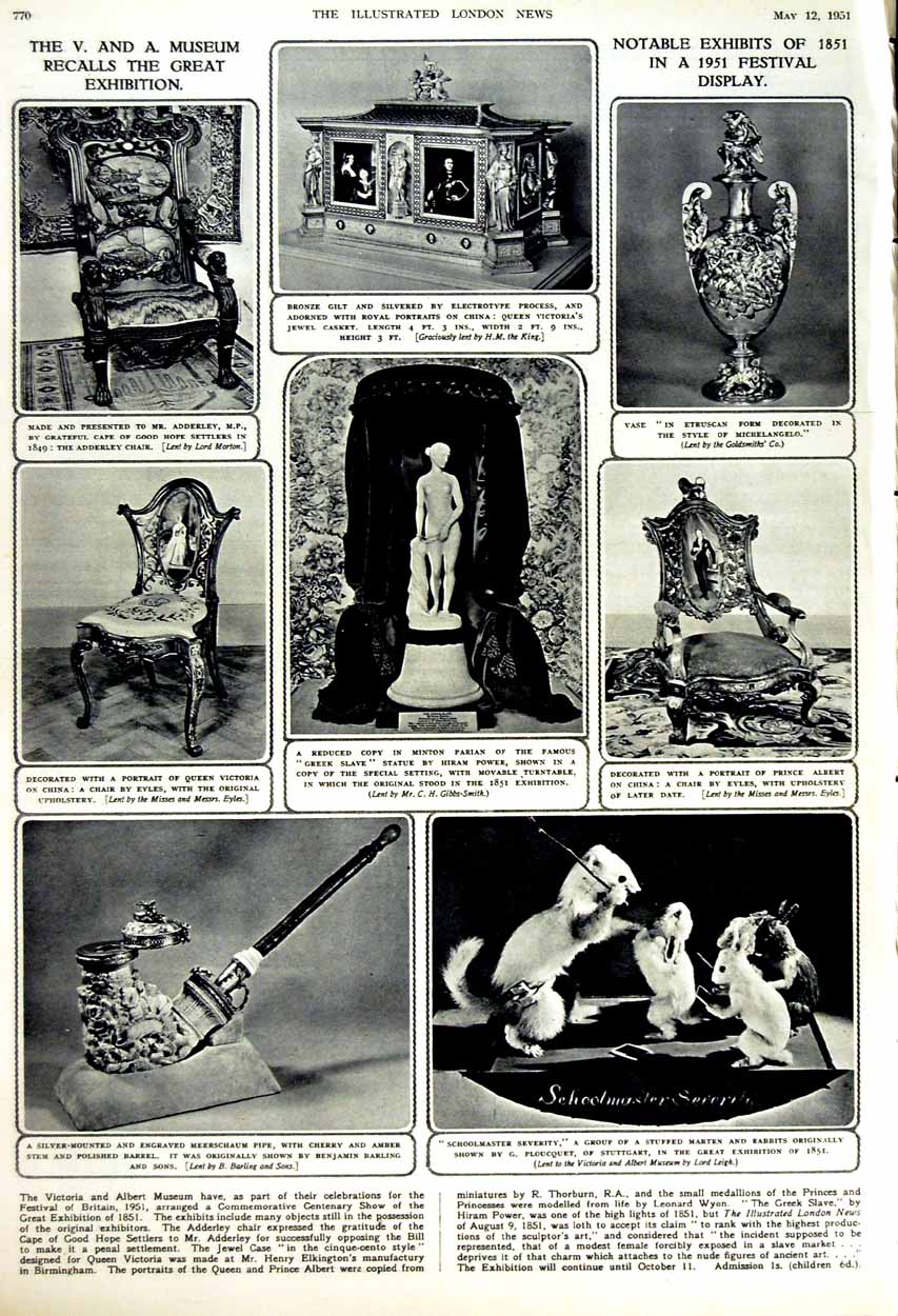 Old Vintage Print 1951 Churchill Montgomery Tunis Gandhi Museum Statue 20th