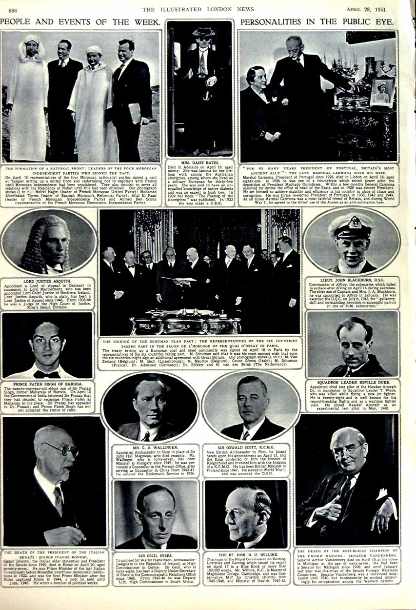 Antique Old Print 1951 Bevin Funeral Carlton Petain Glasgow Sport Schuman 20th