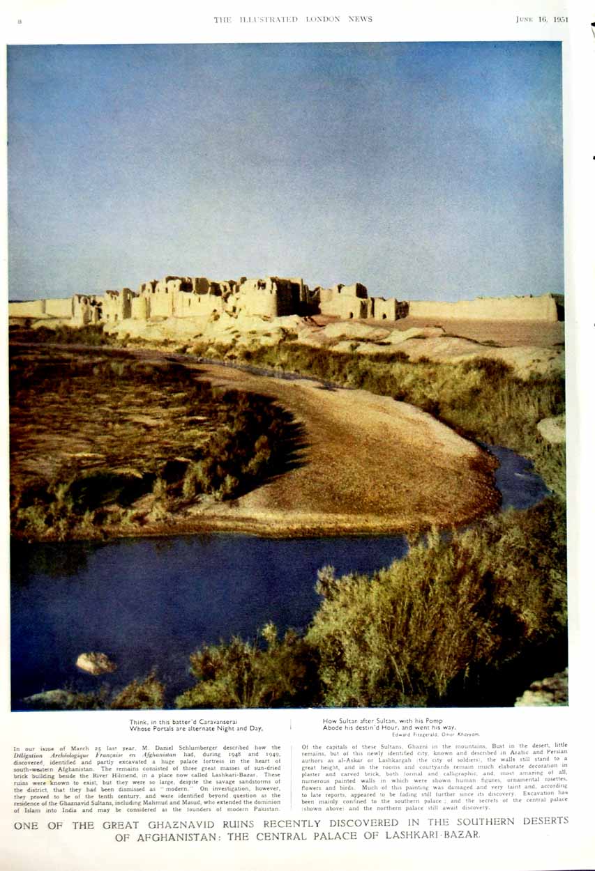 Old Vintage Print 1951 Antelope Zoo Gazelle Palace Lashkari Afghanistan 20th