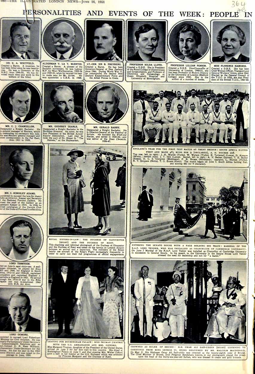 Original Old Vintage Print 1951 Duchess Kent Truman Omar Chatham Police Baxter