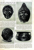 Antique Old Print 1951 Vizors Helmet Roman Straubing Bronze Bavaria Hoard 20th