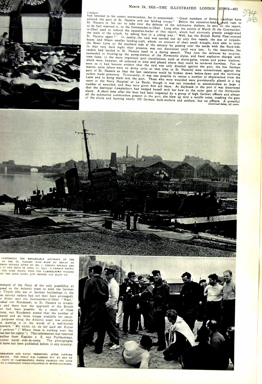 Antique Old Print 1951 Ship Campeltown Nazaire Victoria Falls Livingstone 20th