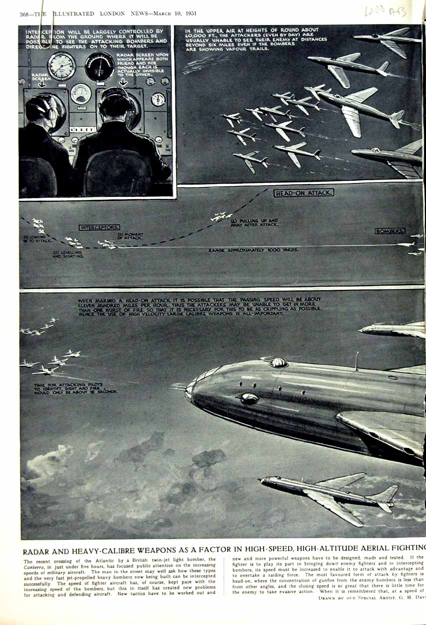 Antique Old Print 1951 British Jet Aircraft Radar Weapons Vian Power Navy 20th
