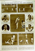 Old Vintage Print 1950 Laker'S Wickets Cricket Sport Cambridge Hutton May 20th