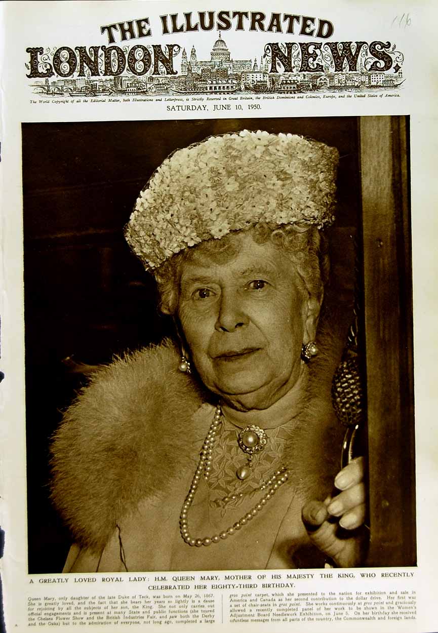 Original Old Vintage Print 1950 Photograph Queen Mary Royal Lady Duke Tech 20th