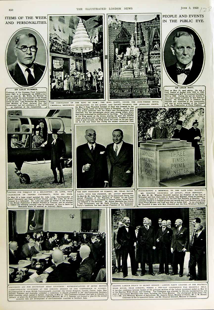 Original Old Vintage Print 1950 People Labour Party Dorking Lowe Oxford Plummer