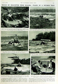 Original Old Vintage Print 1950 Helicopter Rescue Niagara Falls Bugay Canada