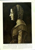 Old Vintage Print 1950 Portrait Lady Ambrogio Preda National Gallery Art 20th