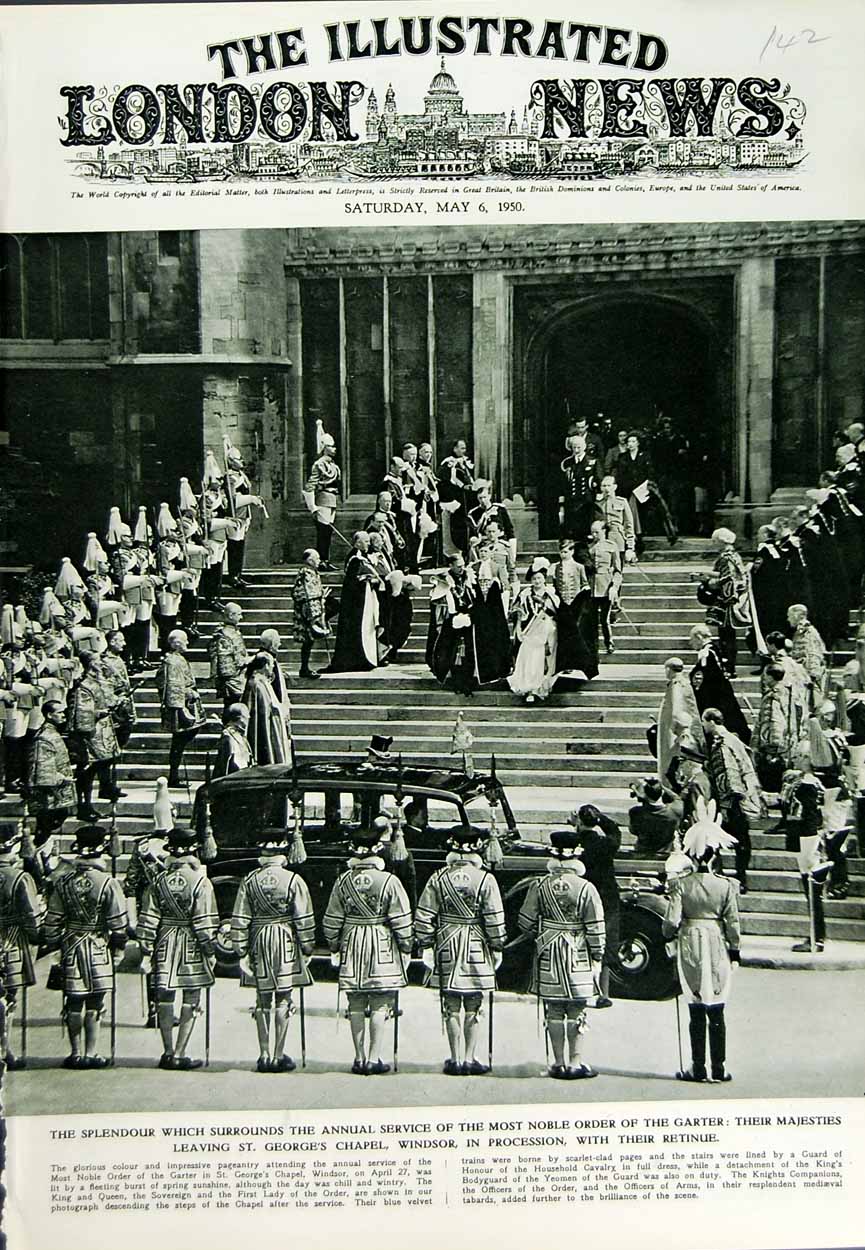 Original Old Vintage Print 1950 Order Garter George'S Chapel Windsor London