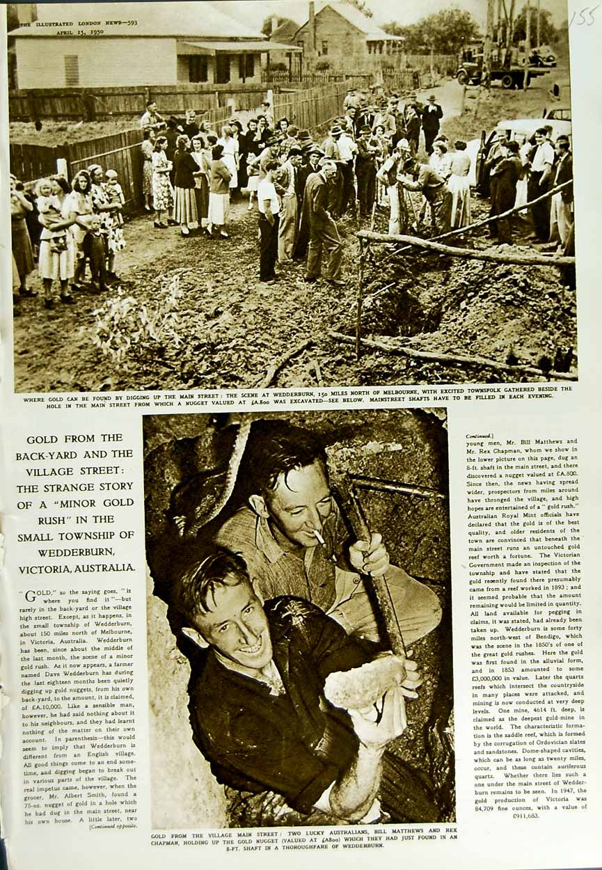 Original Old Vintage Print 1950 GMining Wedderburn Australia Melbourne 20th