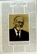 Original Old Vintage Print 1950 French President Vincent Auriol Medaille Vichy