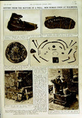 Original Old Vintage Print 1950 Archaeology Roman Boot Postumus Walbrook 20th